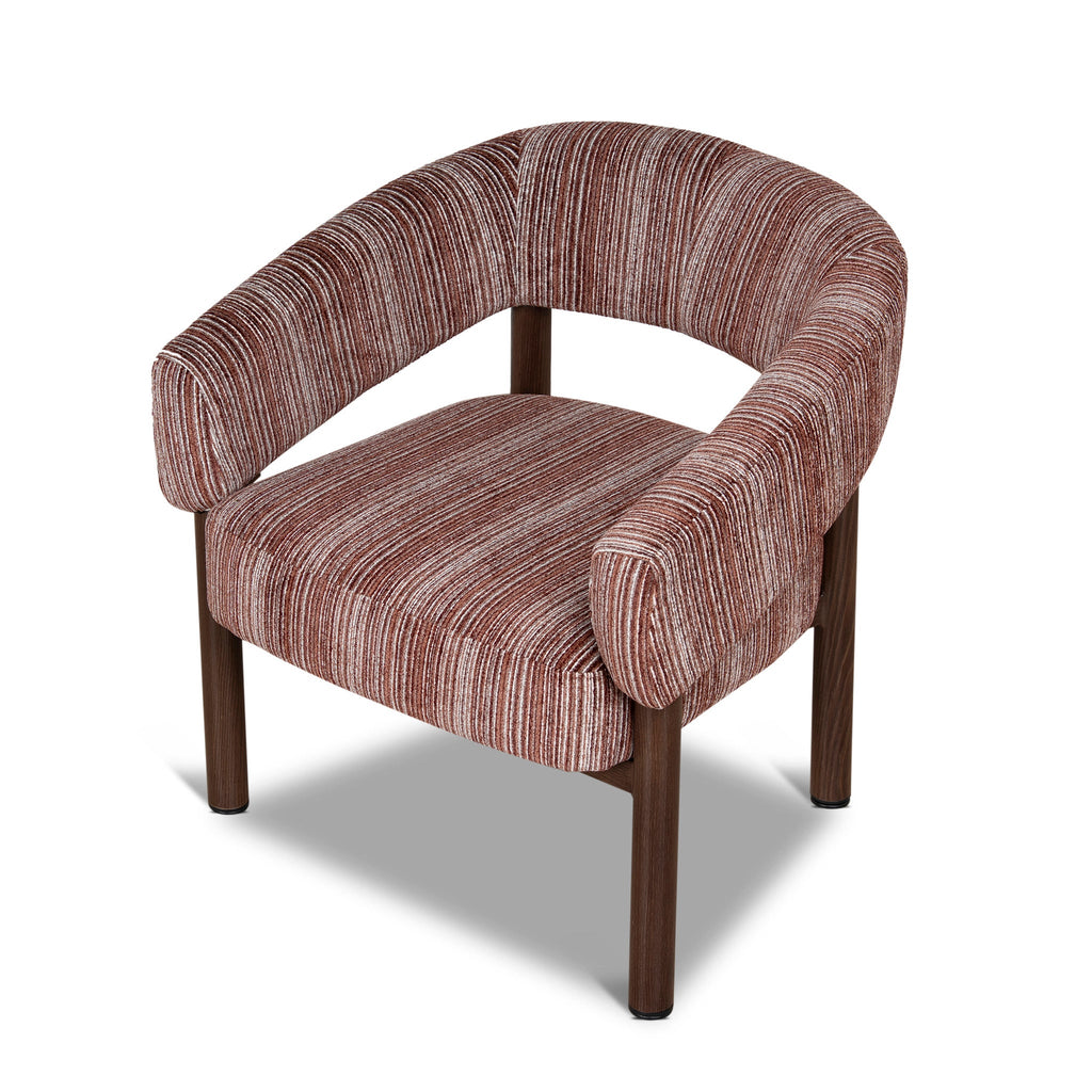 Walnut Armchair - Burgundy Stripe
