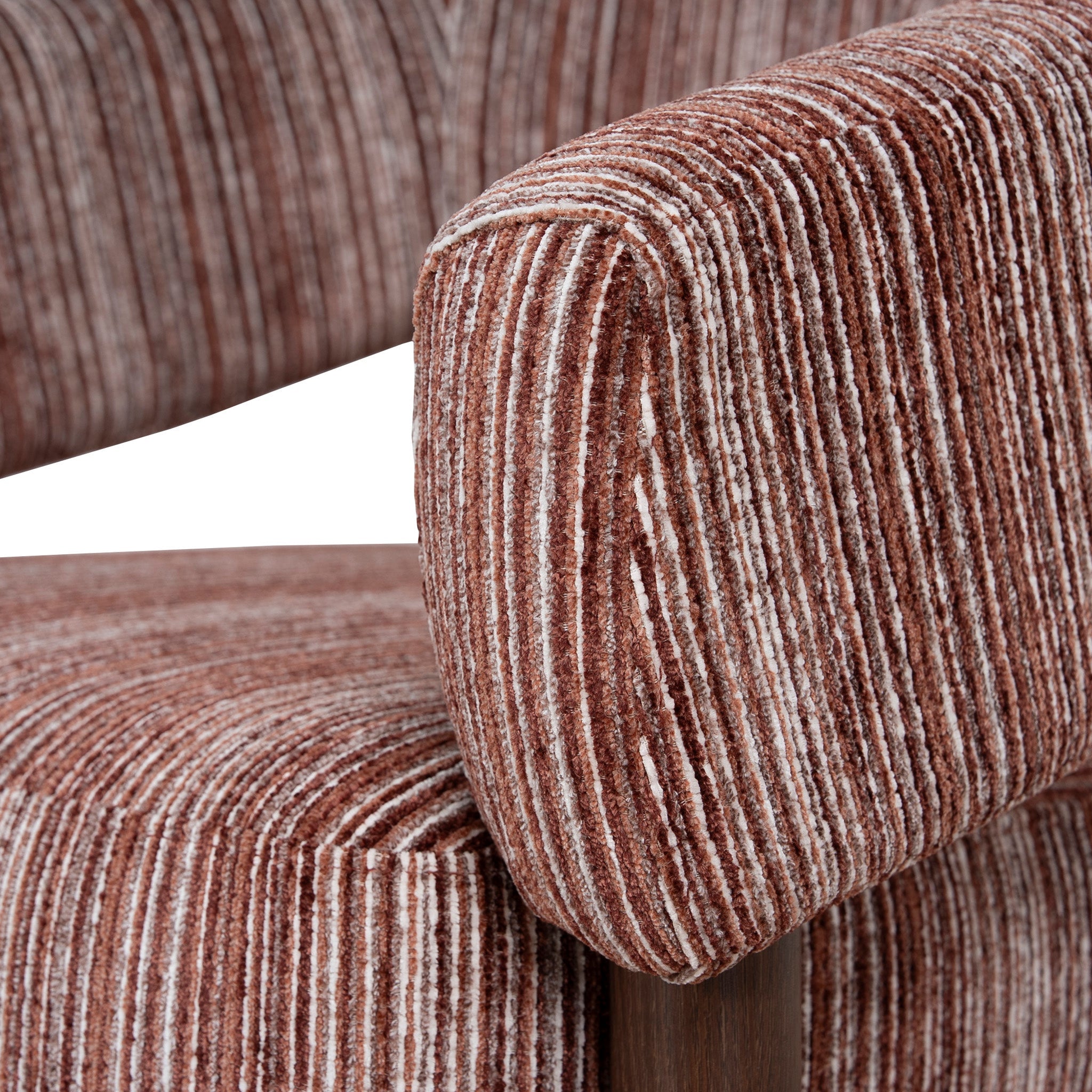 Walnut Armchair - Burgundy Stripe