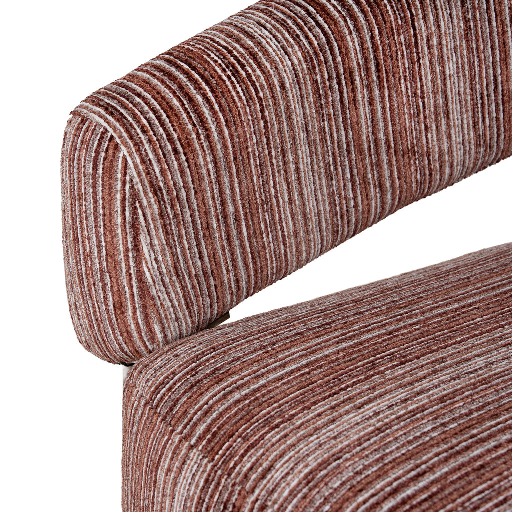 Walnut Armchair - Burgundy Stripe