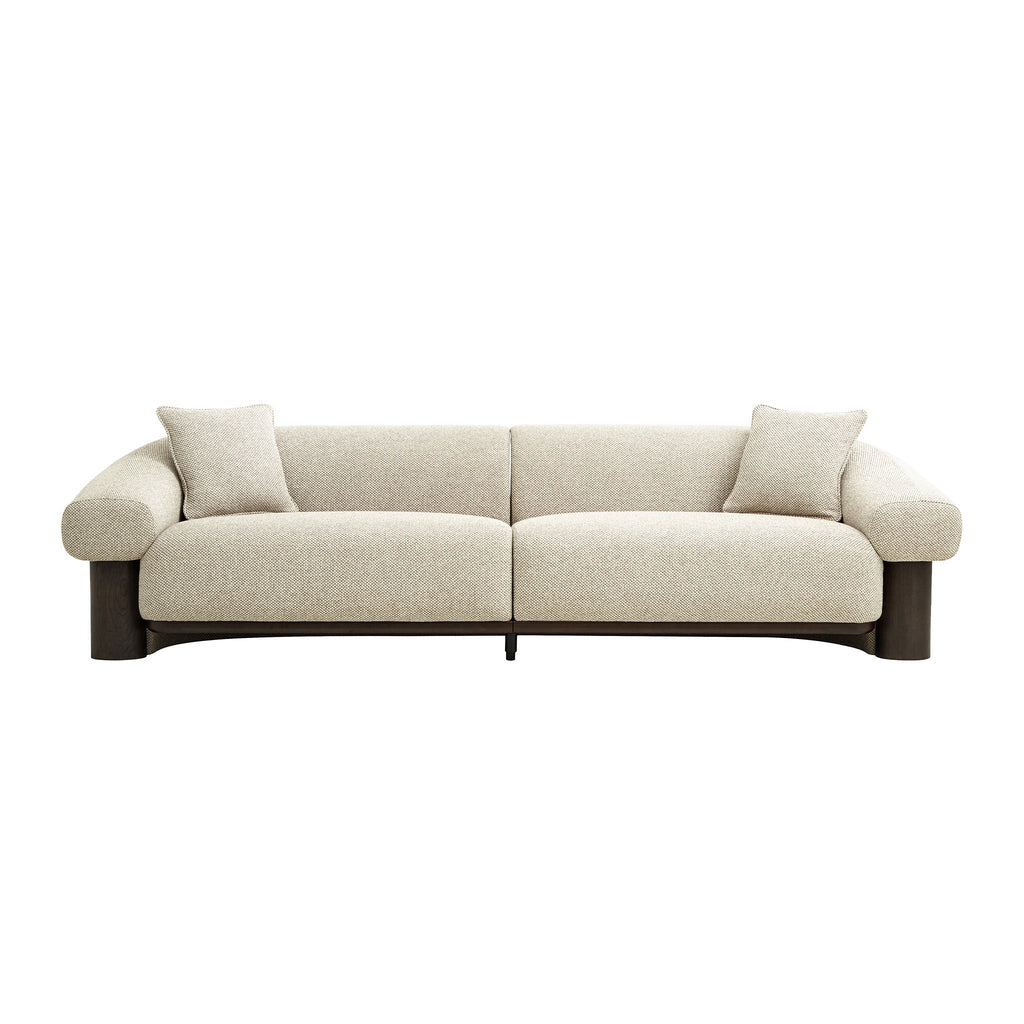 Dark Brown 3 Seater Sofa - Soft Beige