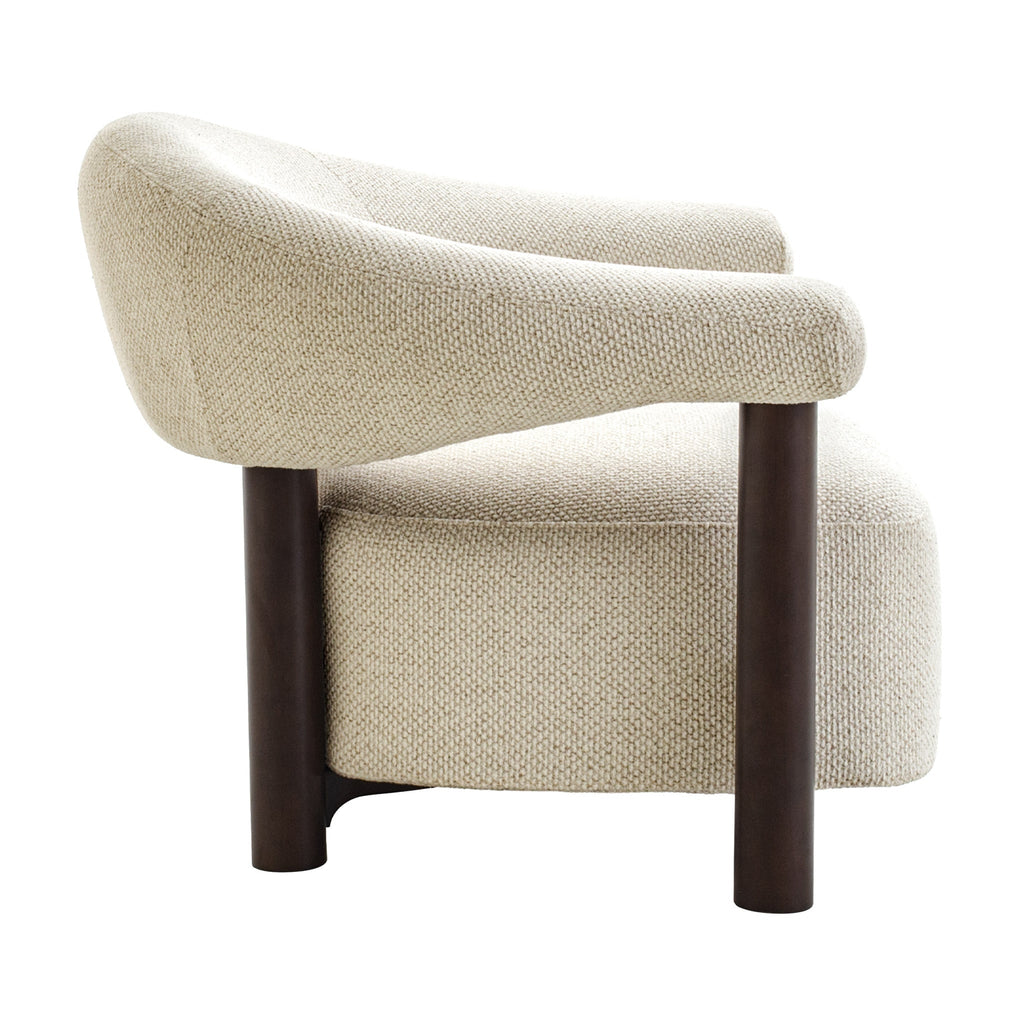 Dark Brown Armchair - Soft Beige