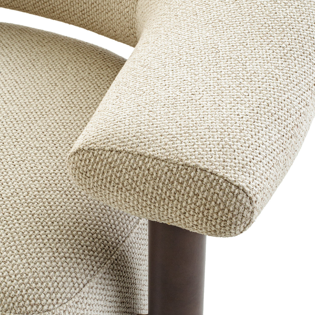Dark Brown Armchair - Soft Beige