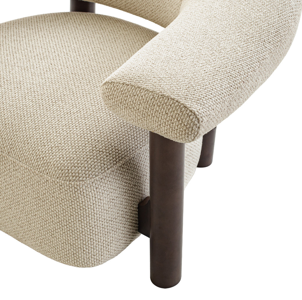 Dark Brown Armchair - Soft Beige