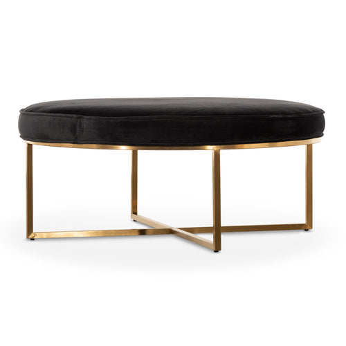 100cmx46cm Firenze Ottoman- Black Velvet