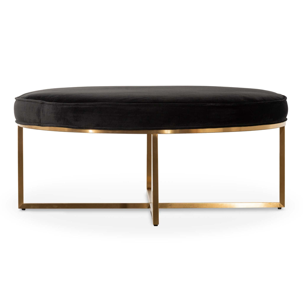 100cmx46cm Firenze Ottoman- Black Velvet