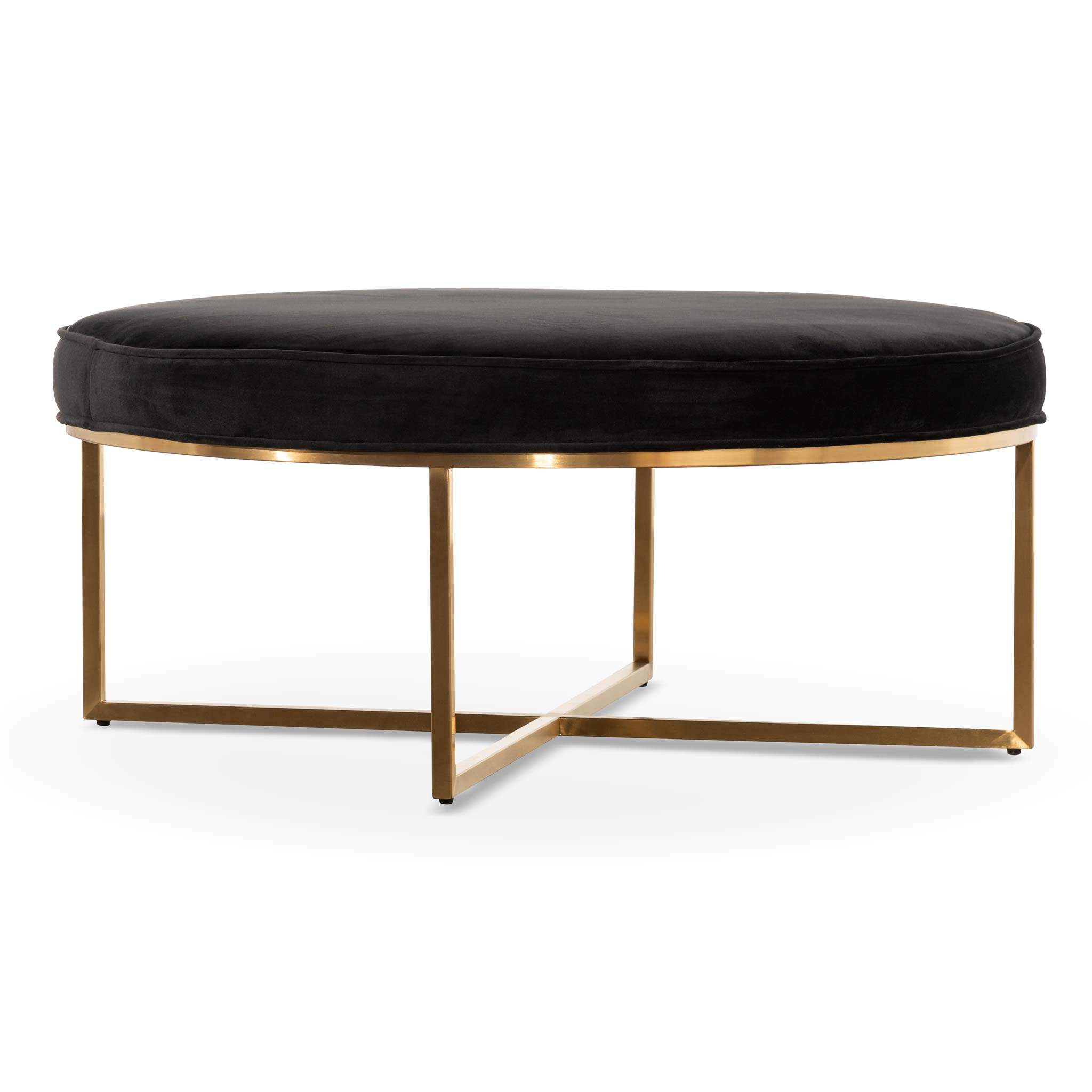 100cmx46cm Firenze Ottoman- Black Velvet