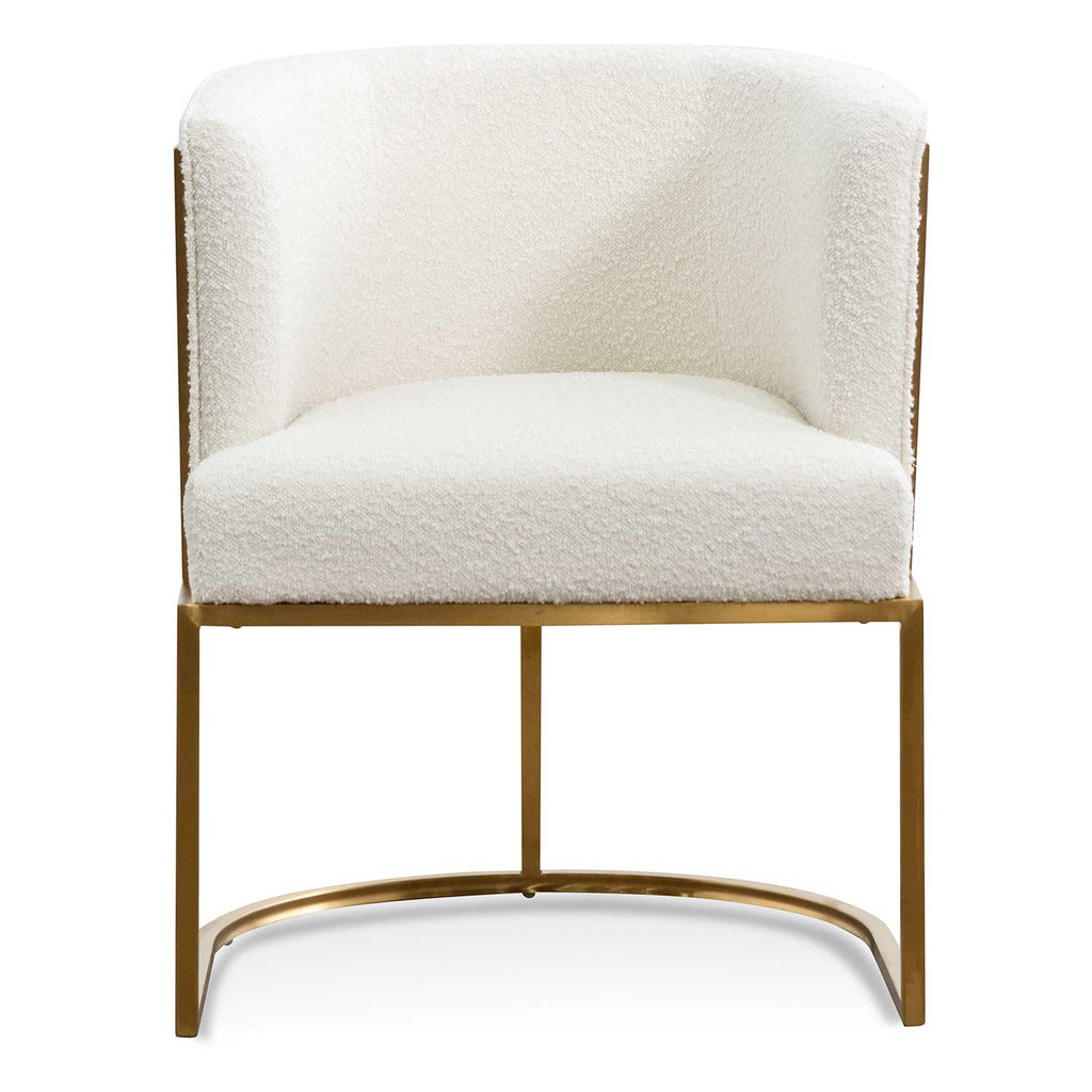 Daisy White Boucle Ravello Lounge Chair - Brushed Gold