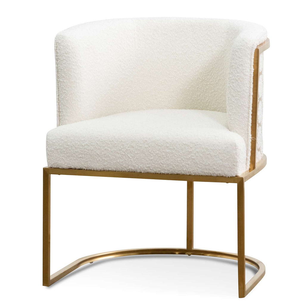 Daisy White Boucle Ravello Lounge Chair - Brushed Gold