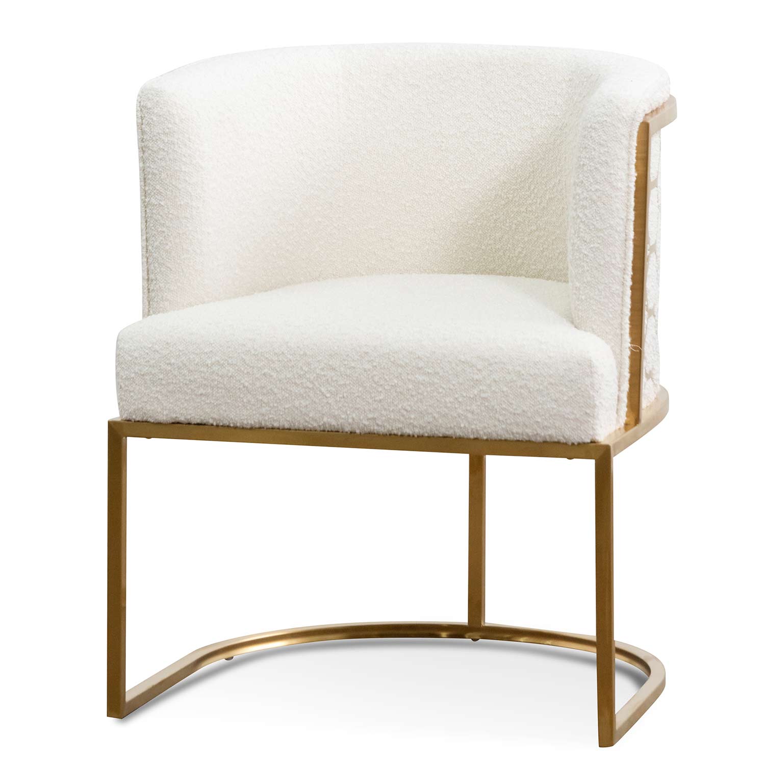 Daisy White Boucle Ravello Lounge Chair - Brushed Gold