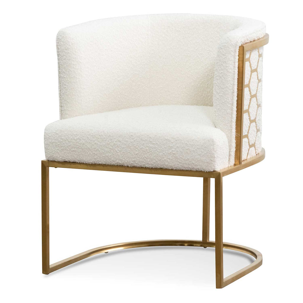 Daisy White Boucle Ravello Lounge Chair - Brushed Gold