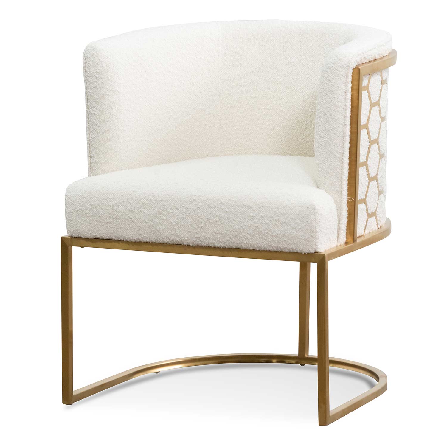 Daisy White Boucle Ravello Lounge Chair - Brushed Gold
