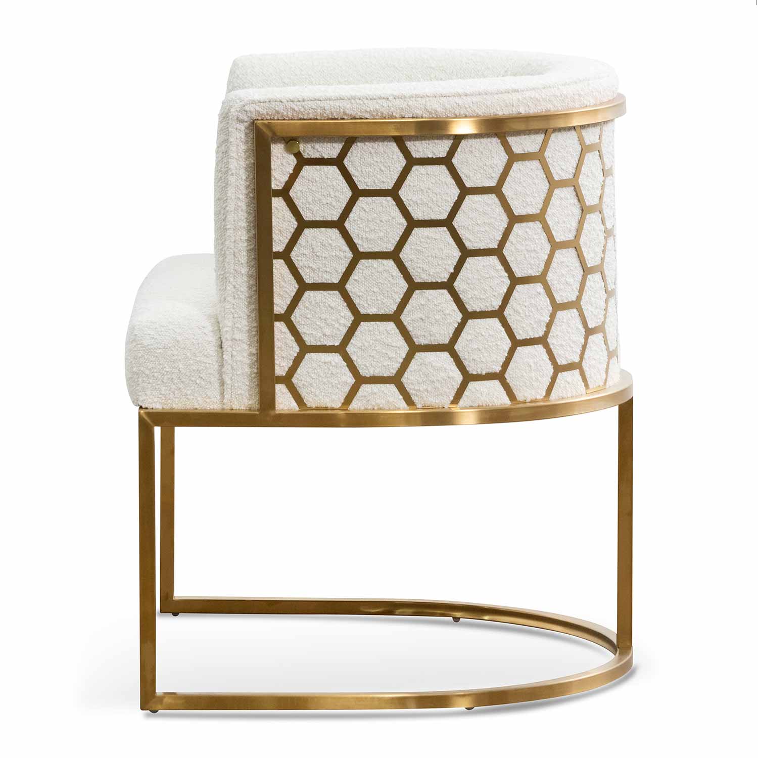 Daisy White Boucle Ravello Lounge Chair - Brushed Gold