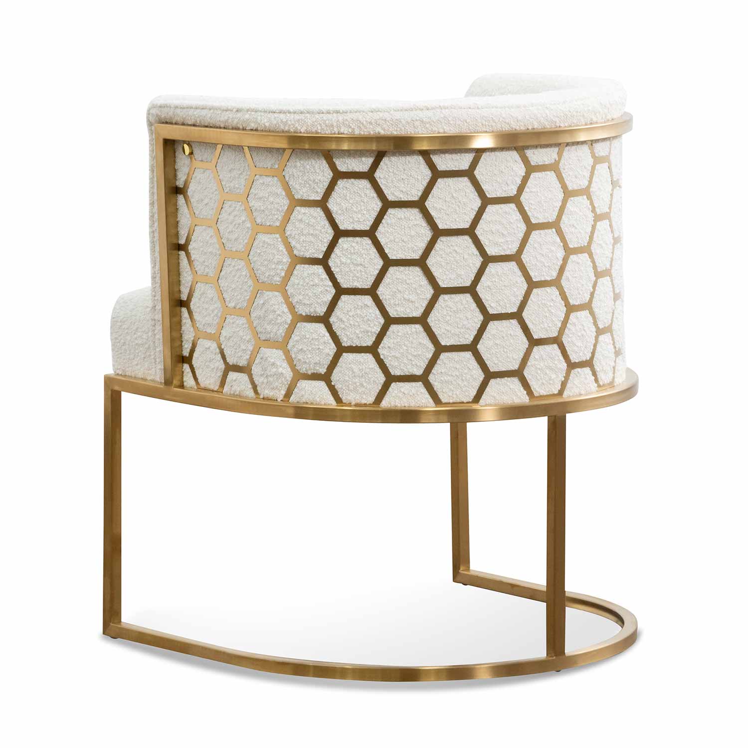 Daisy White Boucle Ravello Lounge Chair - Brushed Gold