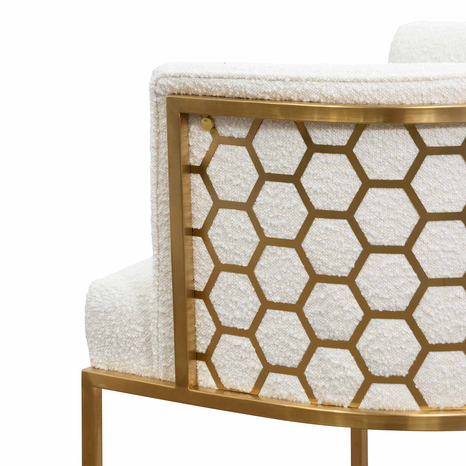 Daisy White Boucle Ravello Lounge Chair - Brushed Gold