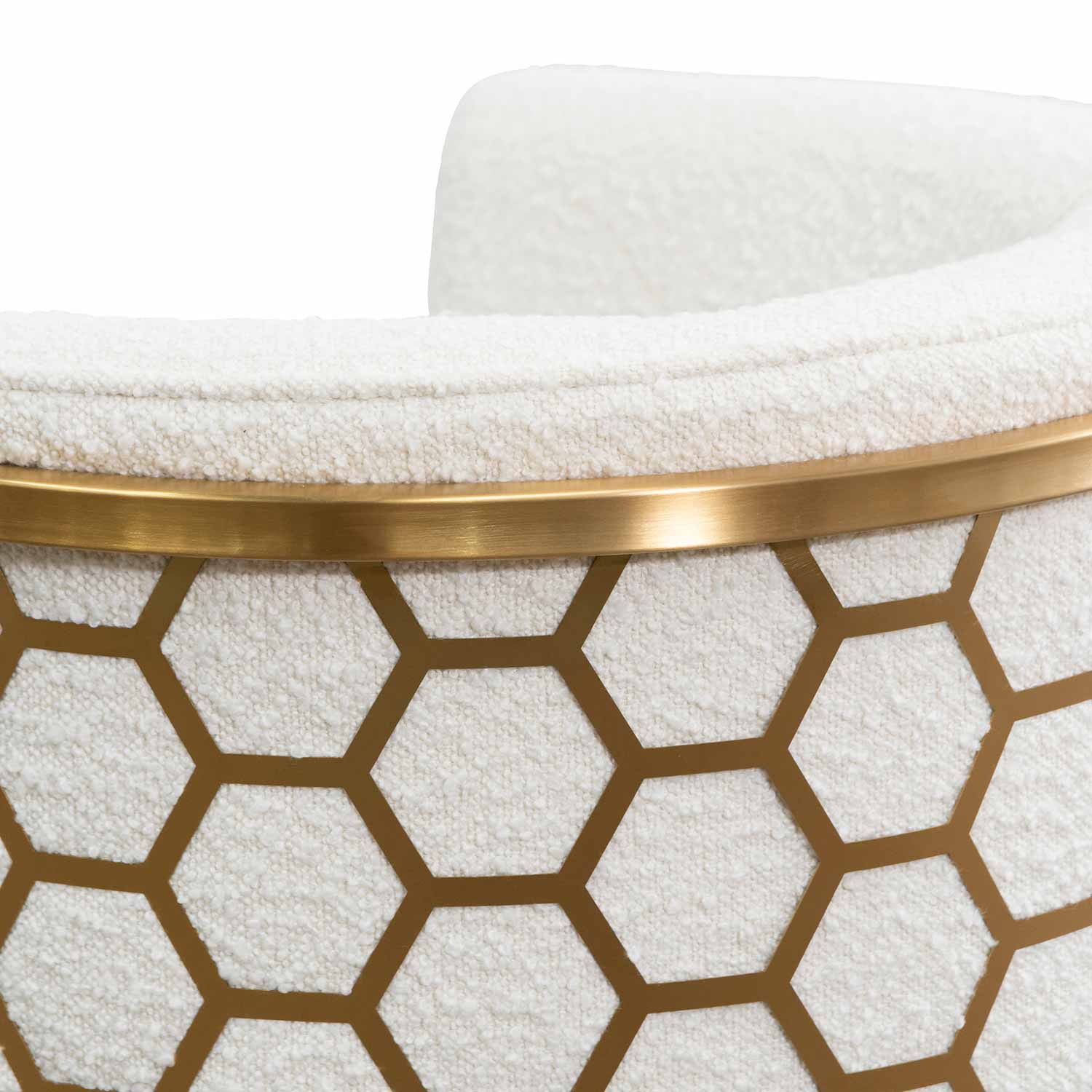 Daisy White Boucle Ravello Lounge Chair - Brushed Gold