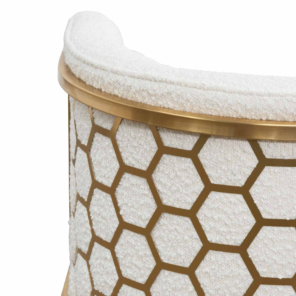 Daisy White Boucle Ravello Lounge Chair - Brushed Gold