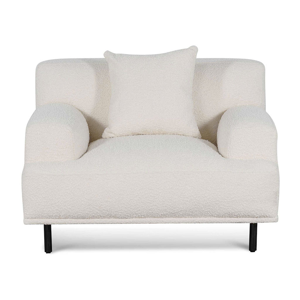 Armchair - Ivory White Boucle with Black Legs - Last one