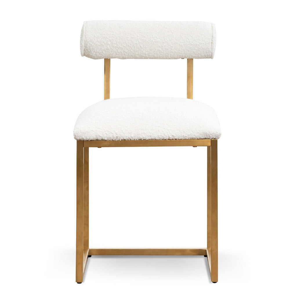 Daisy White Boucle Lucca Occasional Chair - Brushed Gold Base