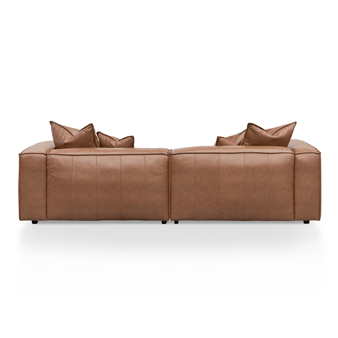 4 Seater Sofa with Cushion and Pillow - Caramel Brown