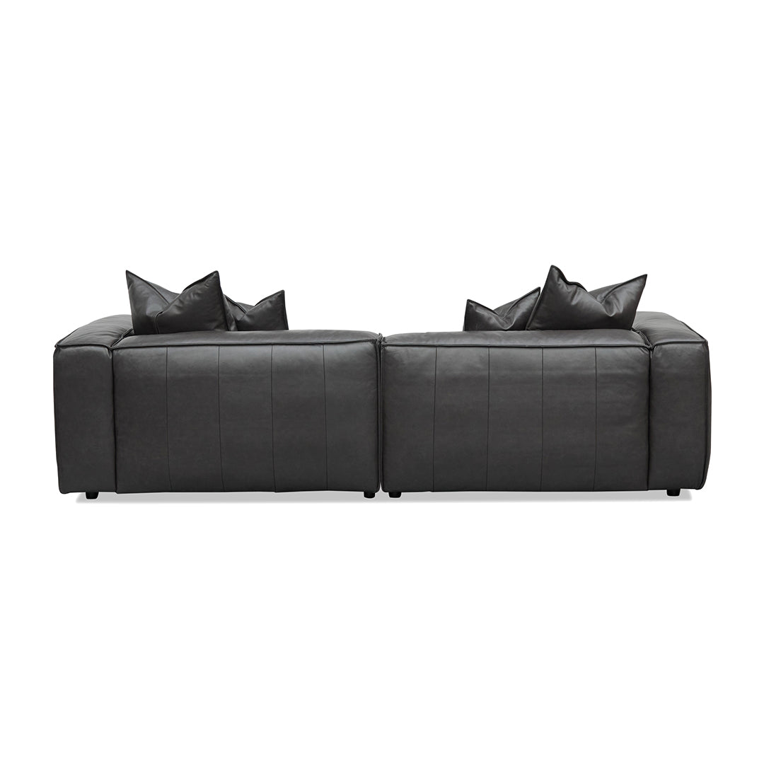 4 Seater Sofa with Cushion and Pillow - Shadow Grey Leather