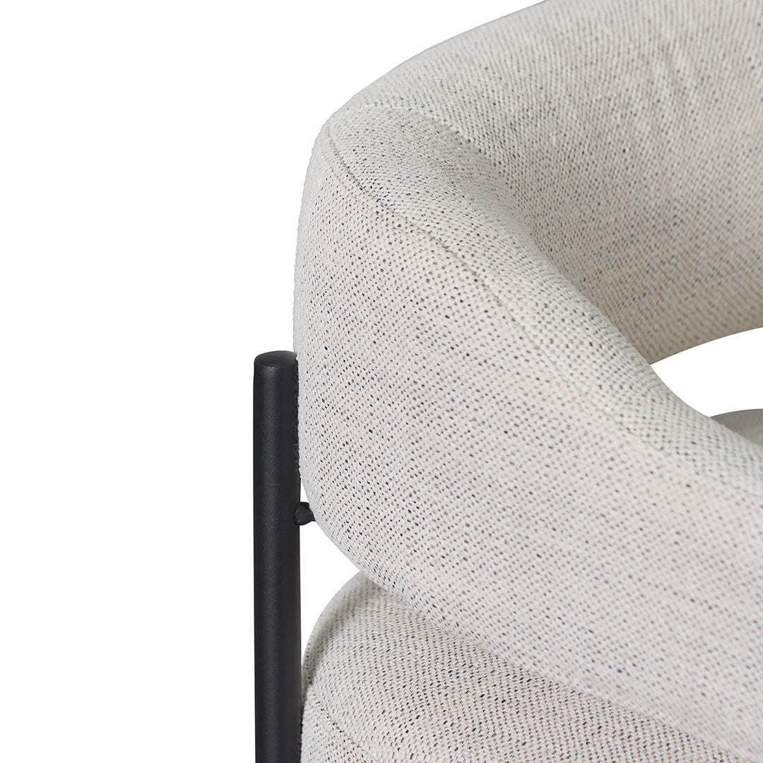 Rustic Beige Fabric Armchair - Black Legs