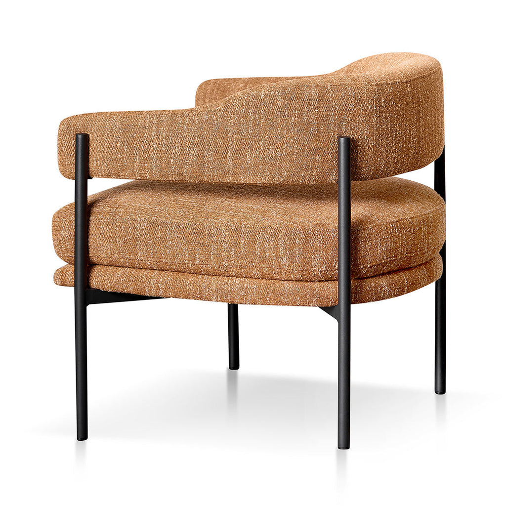 Ginger Brown Fabric Armchair - Black Legs