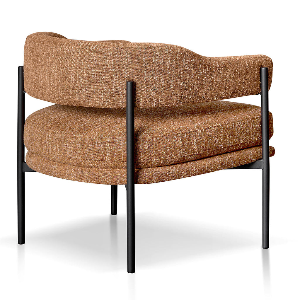 Ginger Brown Fabric Armchair - Black Legs