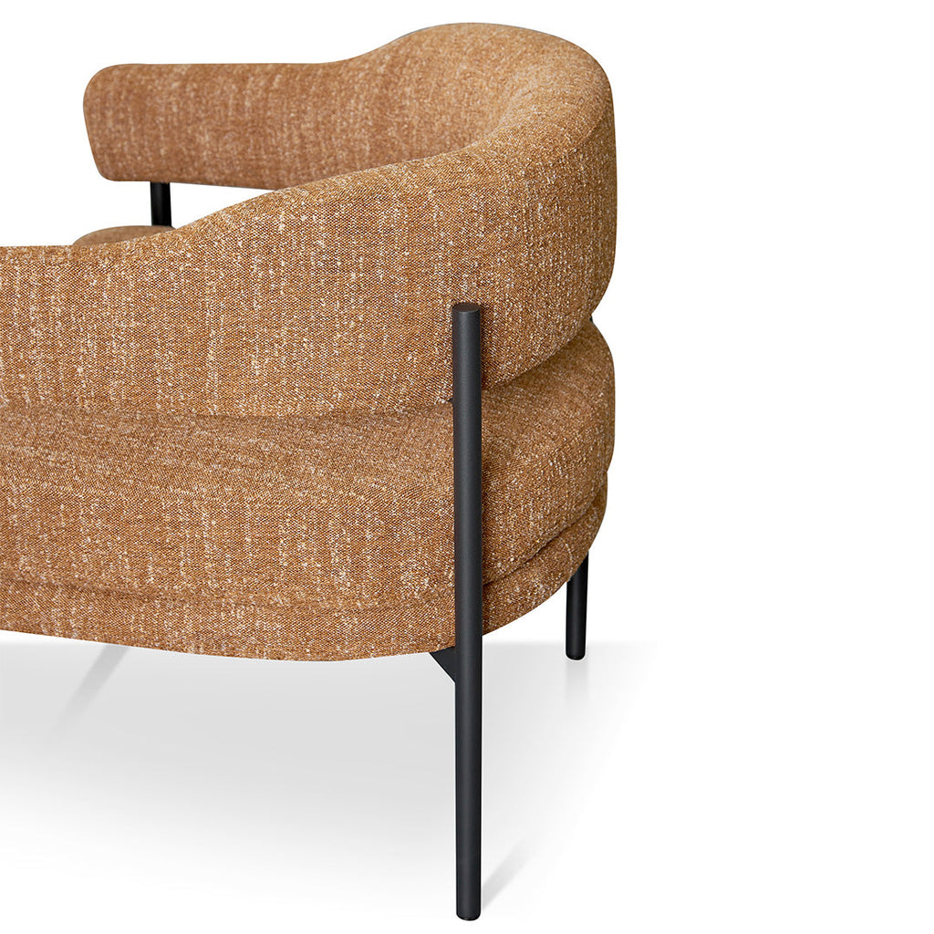 Ginger Brown Fabric Armchair - Black Legs