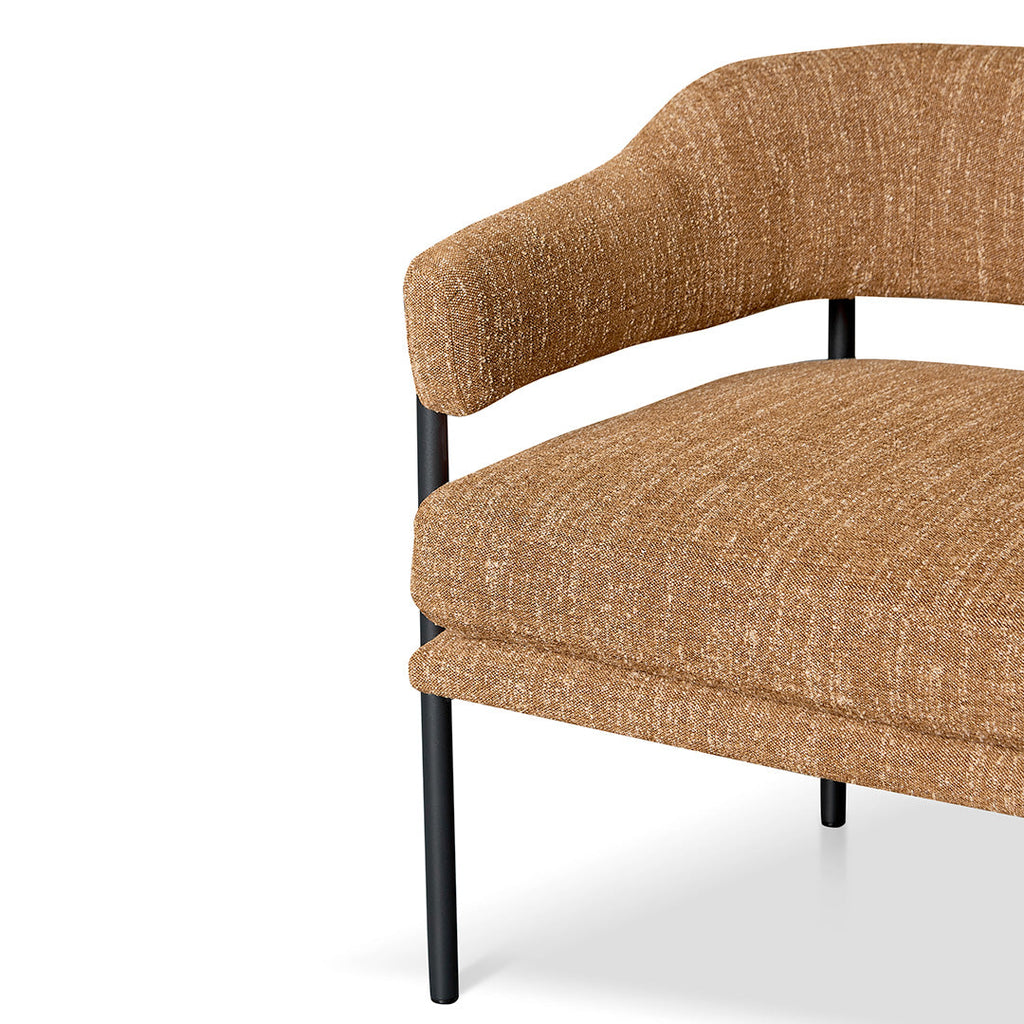 Ginger Brown Fabric Armchair - Black Legs