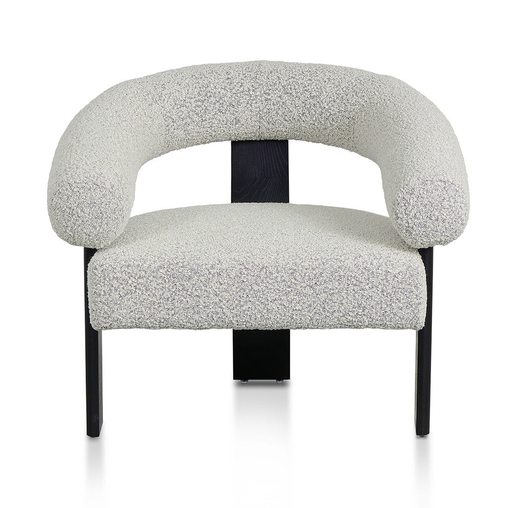 Charcoal White Boucle Armchair - Black Legs