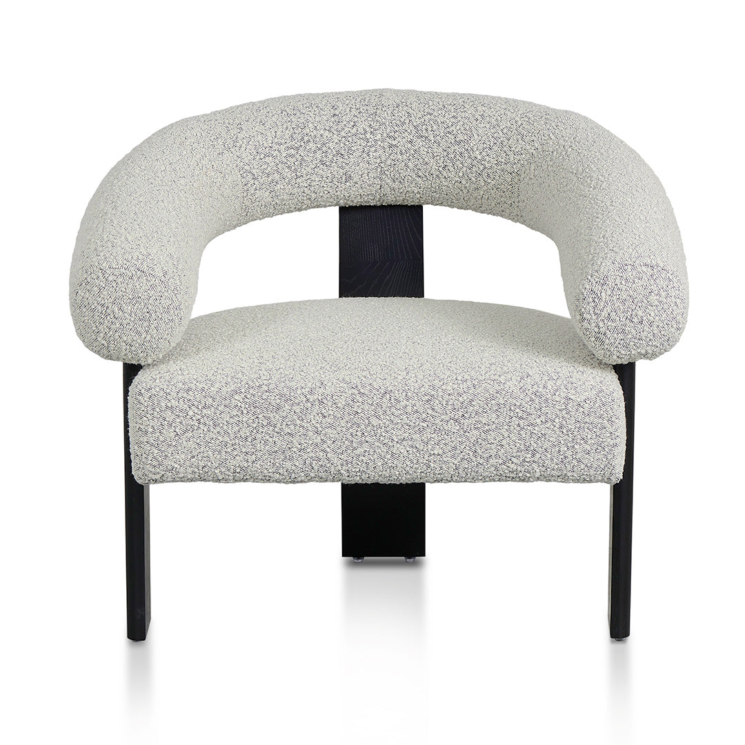 Charcoal White Boucle Armchair - Black Legs