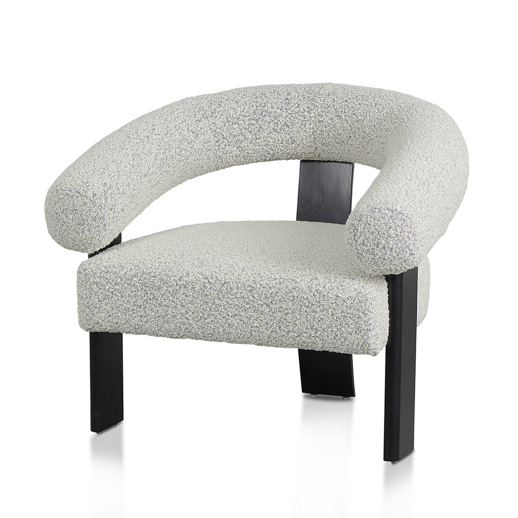 Charcoal White Boucle Armchair - Black Legs