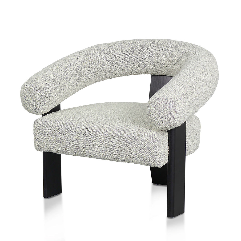 Charcoal White Boucle Armchair - Black Legs
