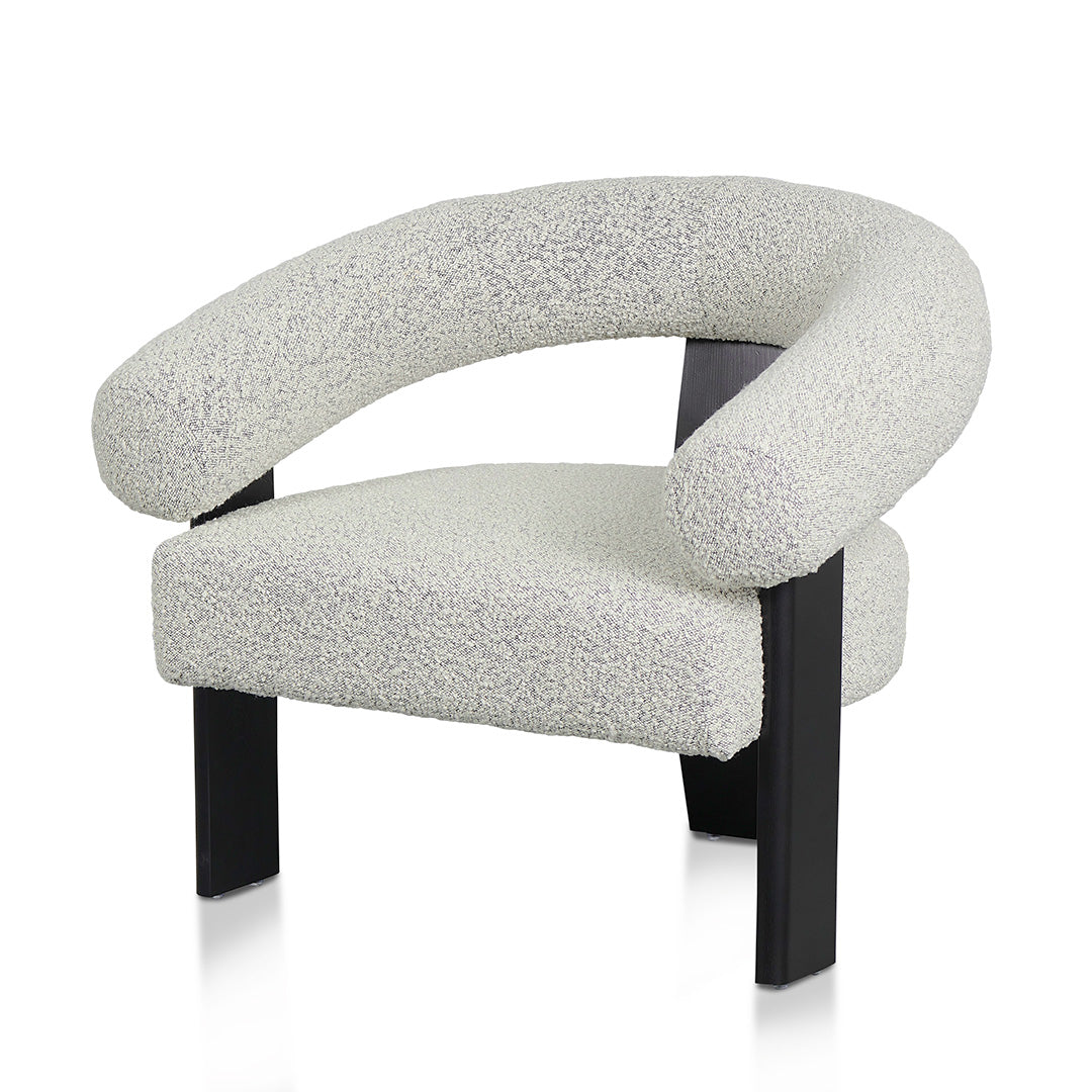 Charcoal White Boucle Armchair - Black Legs