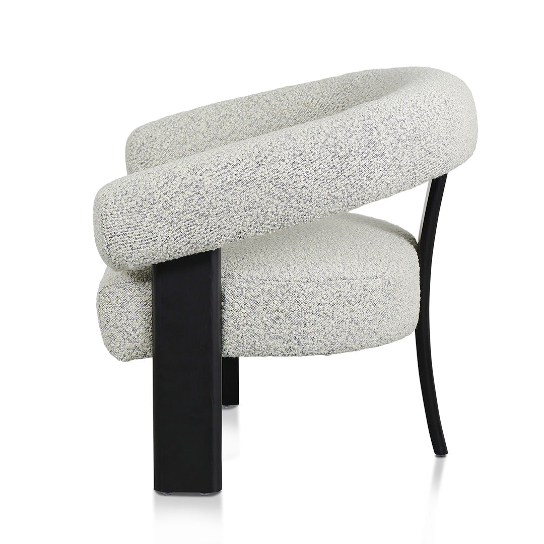 Charcoal White Boucle Armchair - Black Legs
