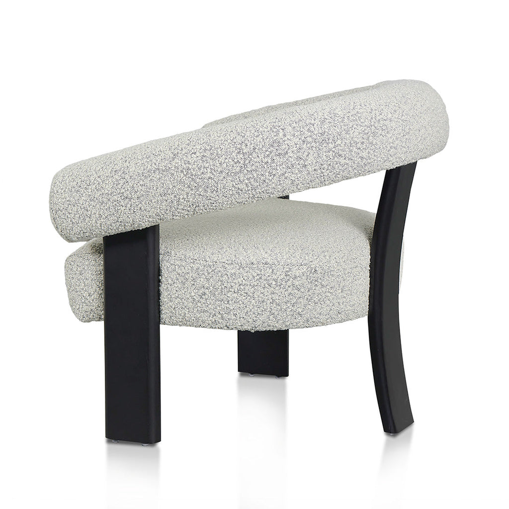 Charcoal White Boucle Armchair - Black Legs
