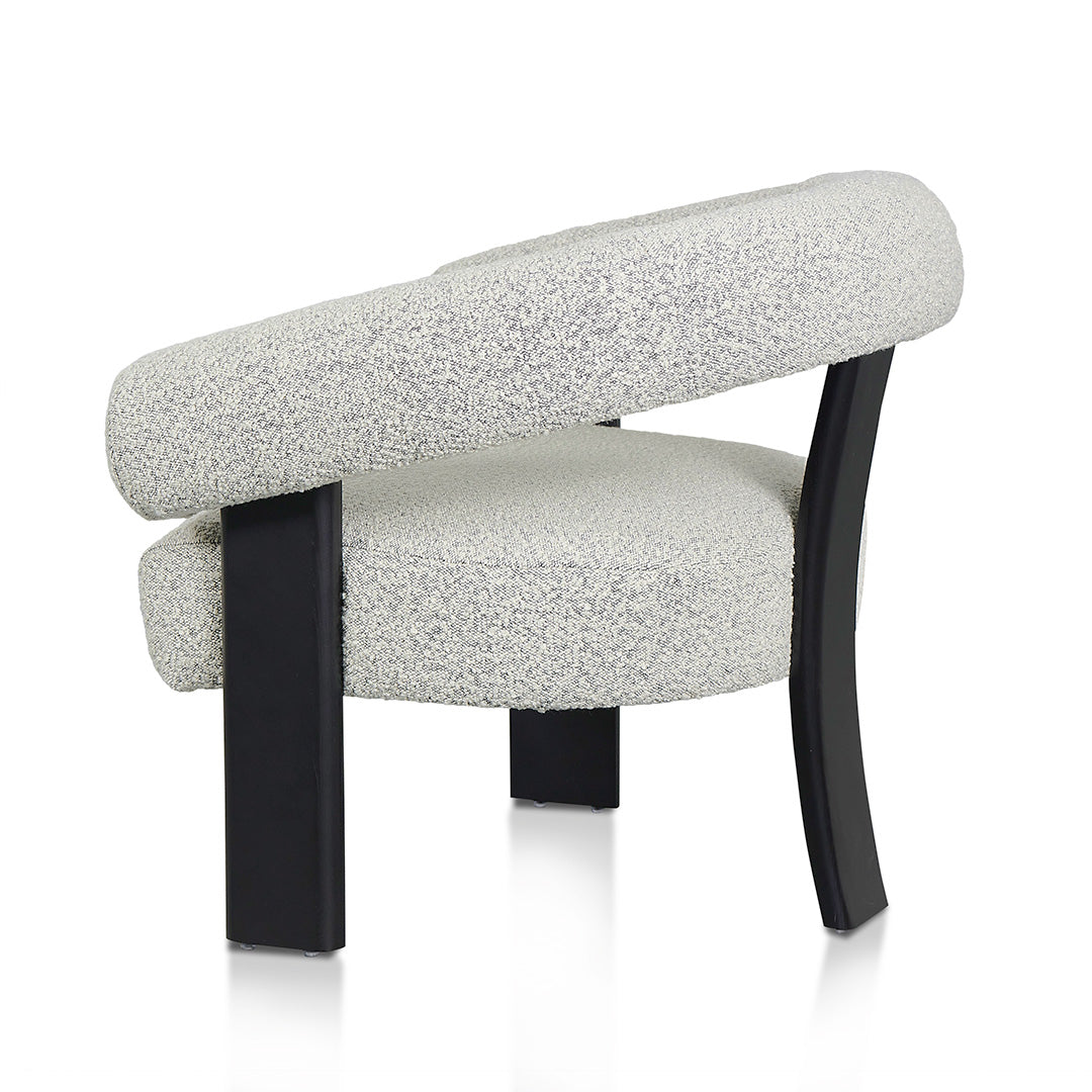 Charcoal White Boucle Armchair - Black Legs