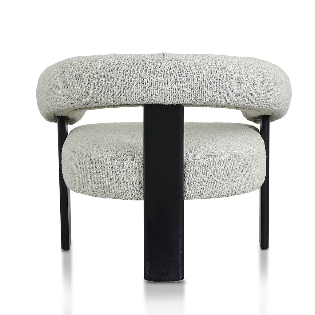 Charcoal White Boucle Armchair - Black Legs