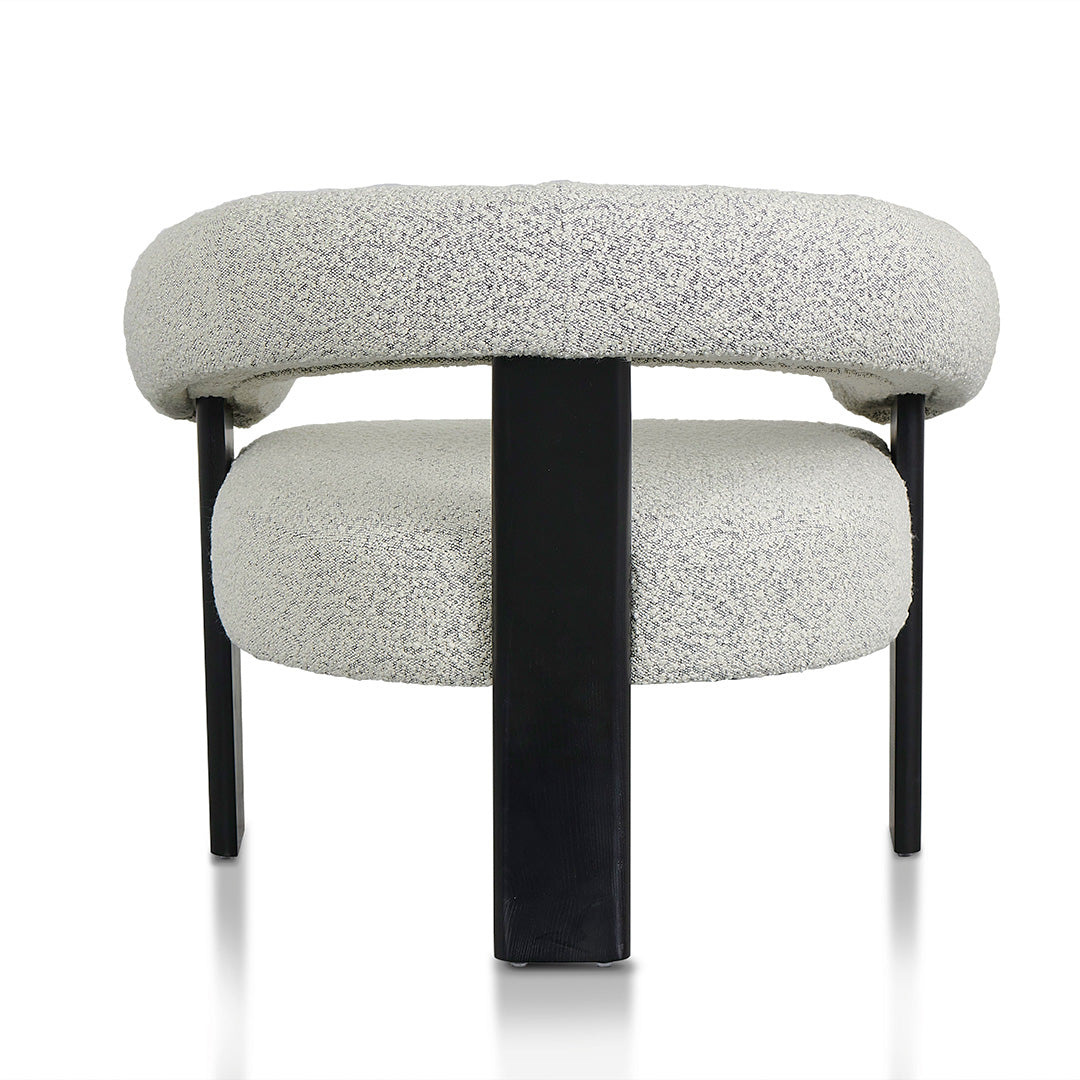Charcoal White Boucle Armchair - Black Legs