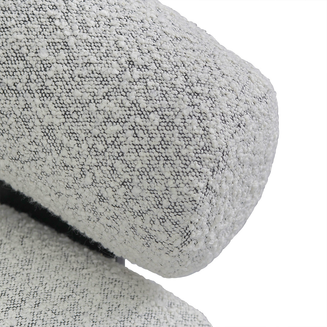 Charcoal White Boucle Armchair - Black Legs