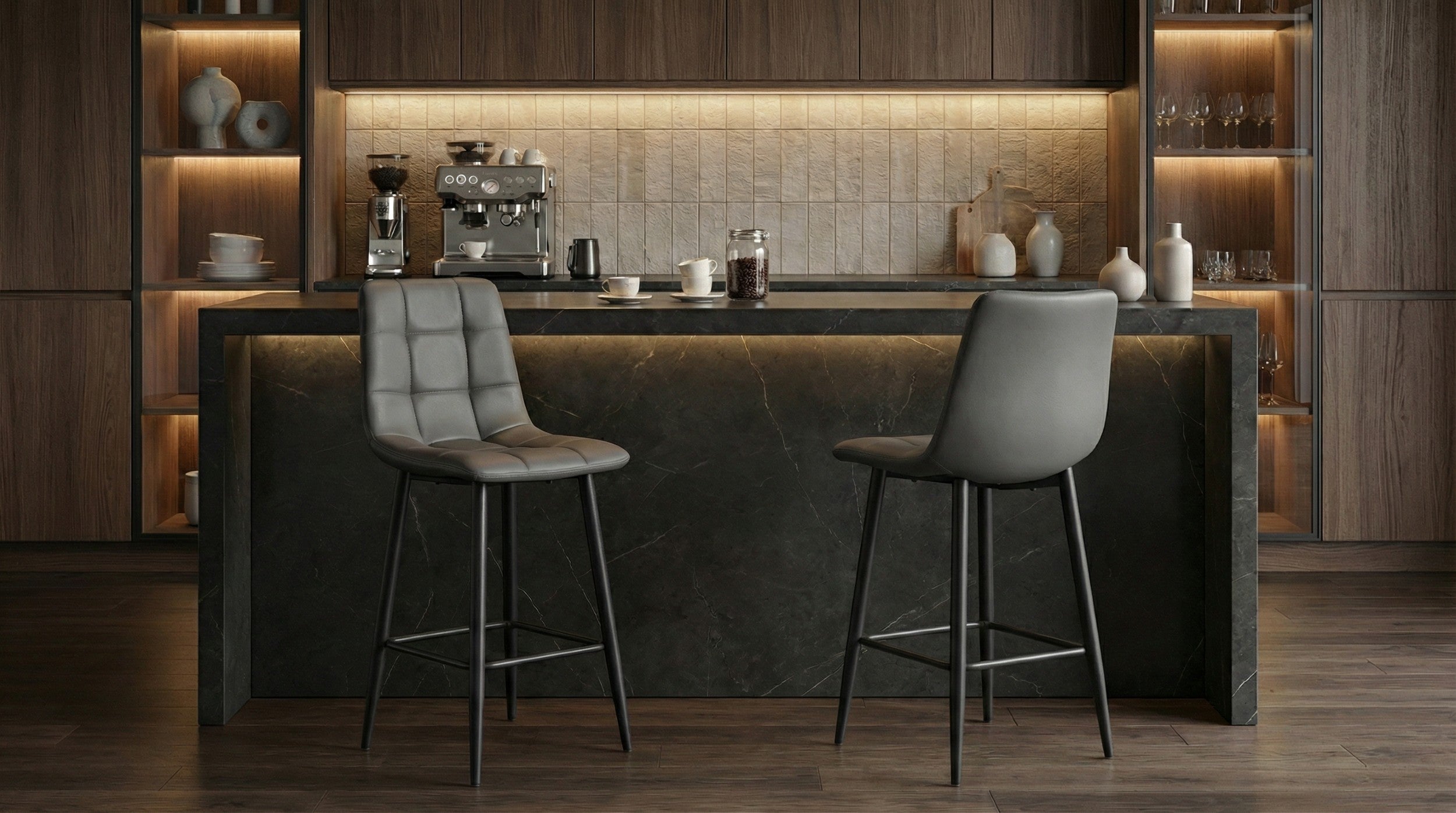 Graphite Bar Stool Grey (Set of 2)