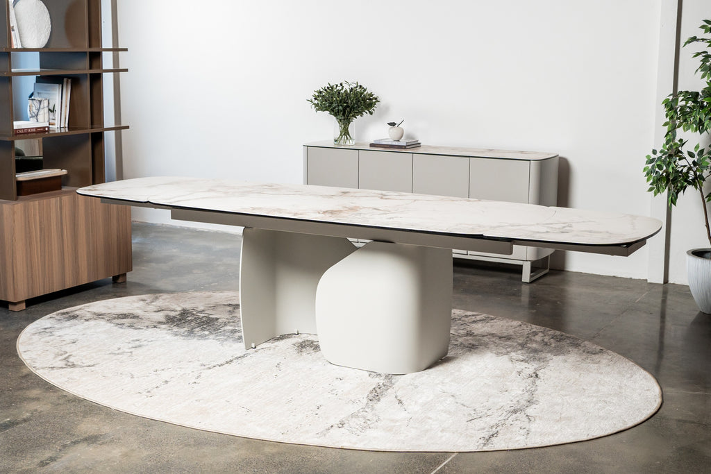Carrara Extension Dining Table Milan White Marble