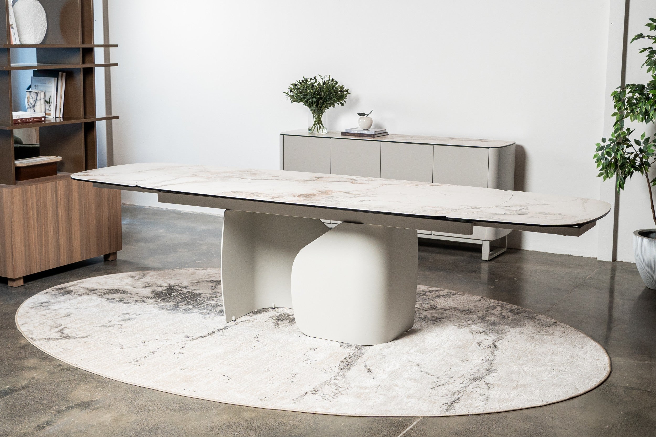 Carrara Extension Dining Table Milan White Marble