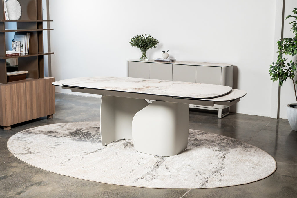 Carrara Extension Dining Table Milan White Marble