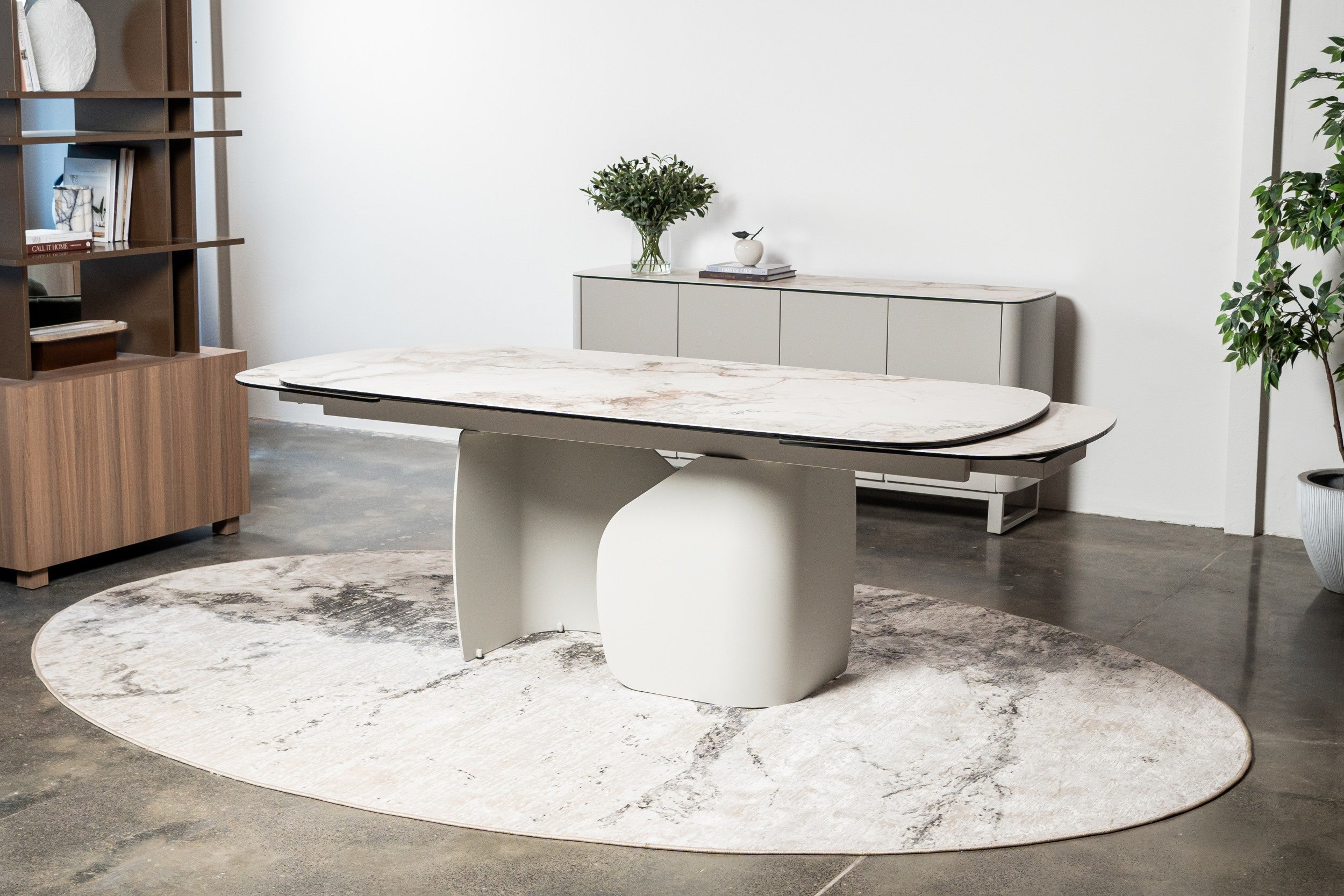 Carrara Extension Dining Table Milan White Marble