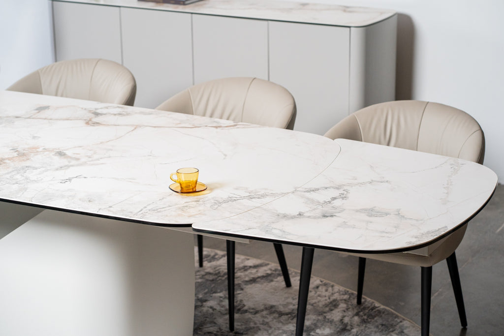 Carrara Extension Dining Table Milan White Marble