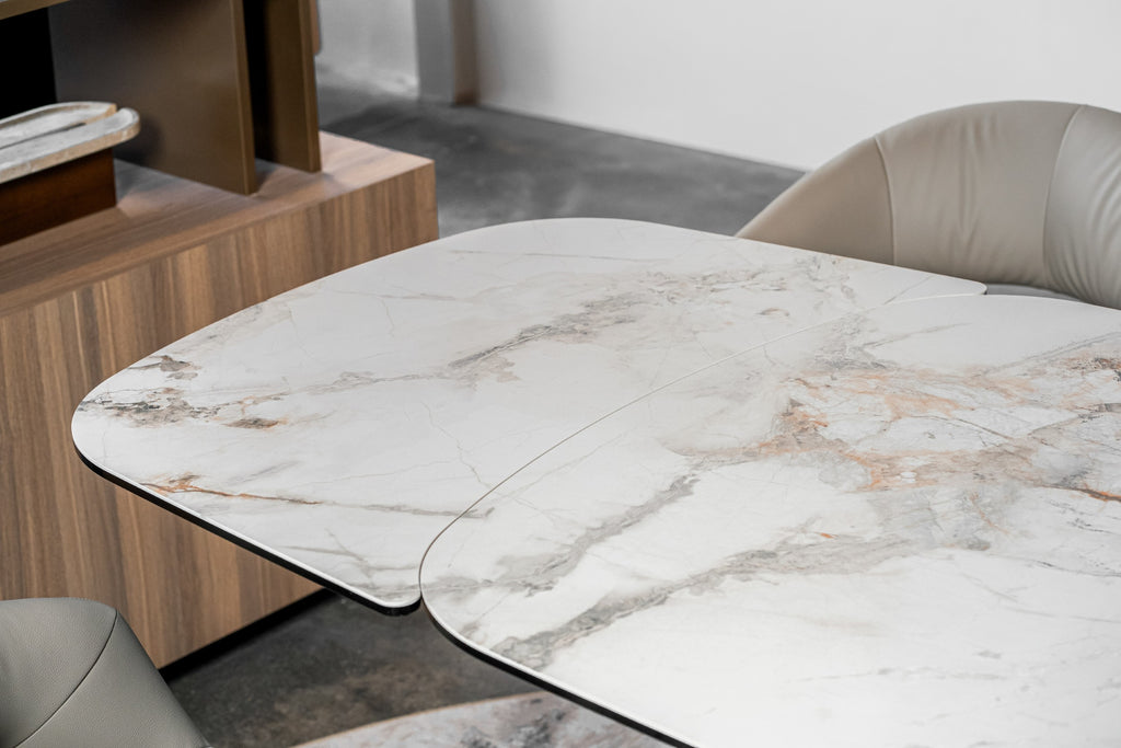 Carrara Extension Dining Table Milan White Marble