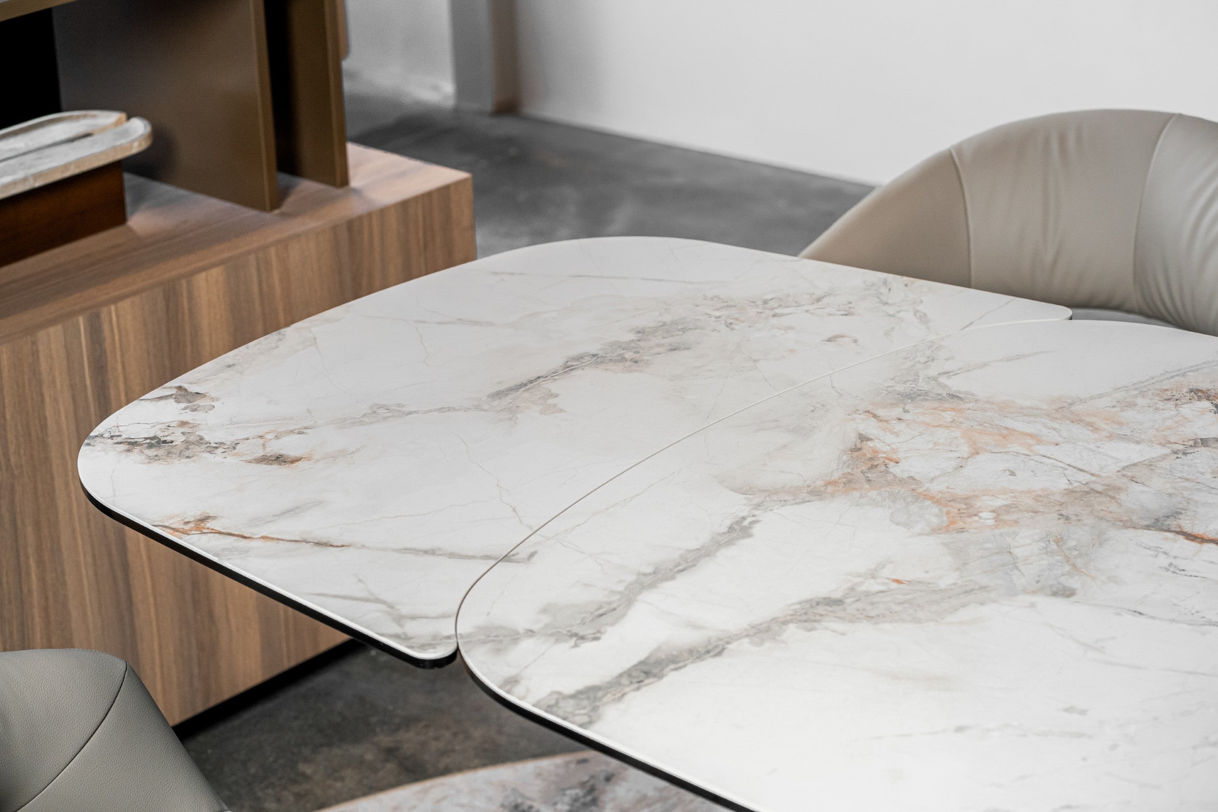 Carrara Extension Dining Table Milan White Marble