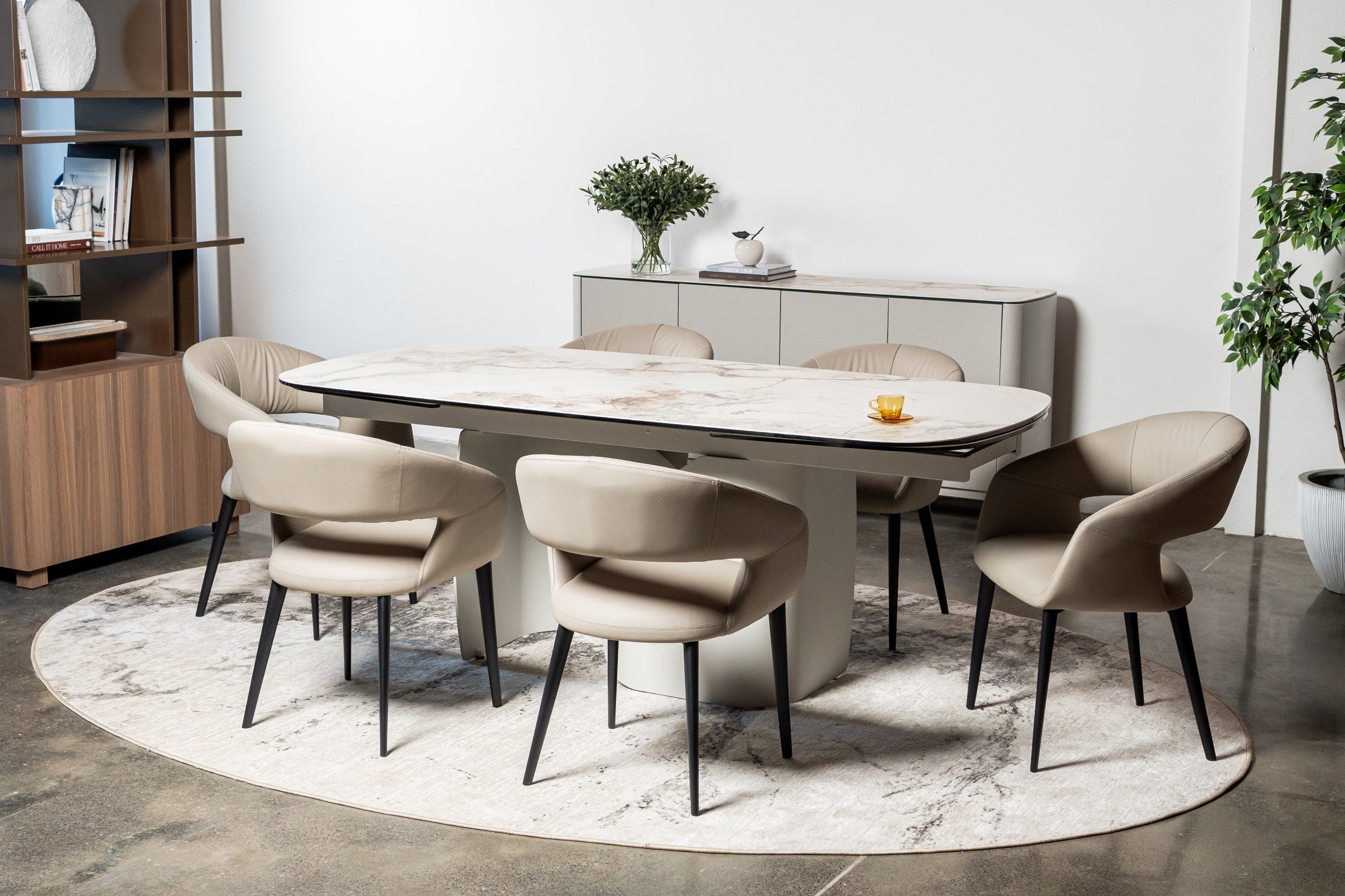 Carrara Extension Dining Table Milan White Marble