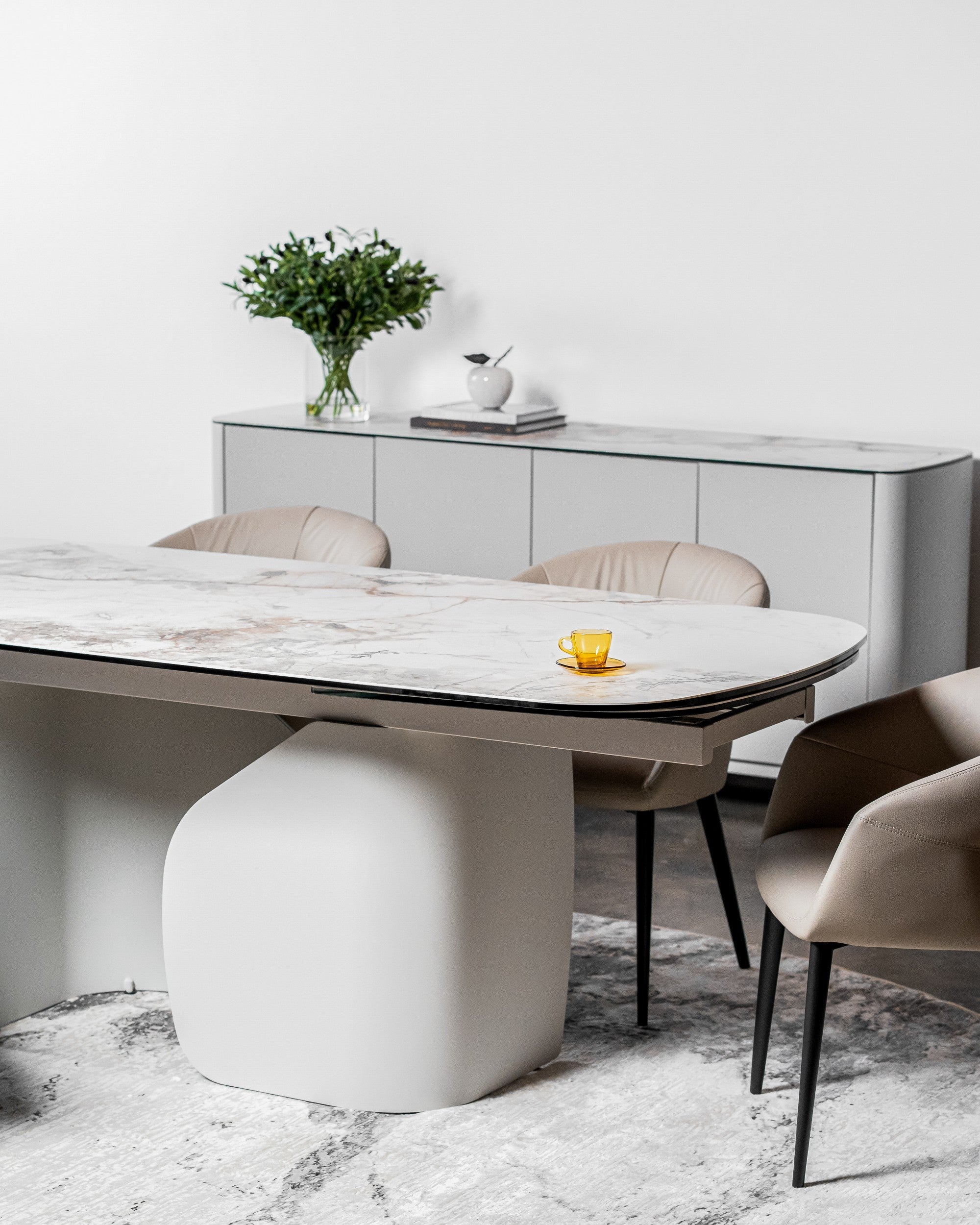 Carrara Extension Dining Table Milan White Marble